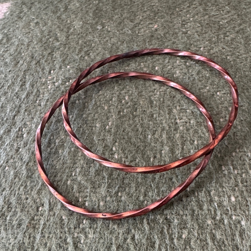 Signed Twisted Copper Bracelets - image 1